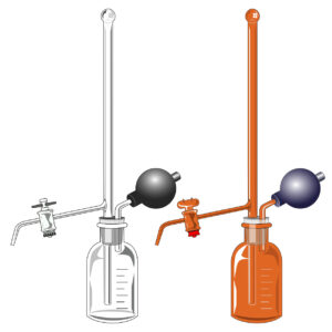 Bureta D’água com Torneira é utilizada para titulação no laboratório, que é a determinação analítica de uma substância em uma mistura.