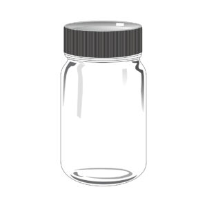 Frasco de Vidro Tampa de Rosca e disco Polexan é utilizado para envase, armazenamento, transporte, e amostragem, (tipo maionese)